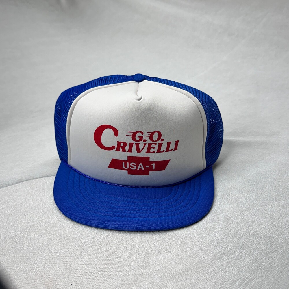 VTG G.O. Crivelli Chevy Blue White Snapback Trucker Hat